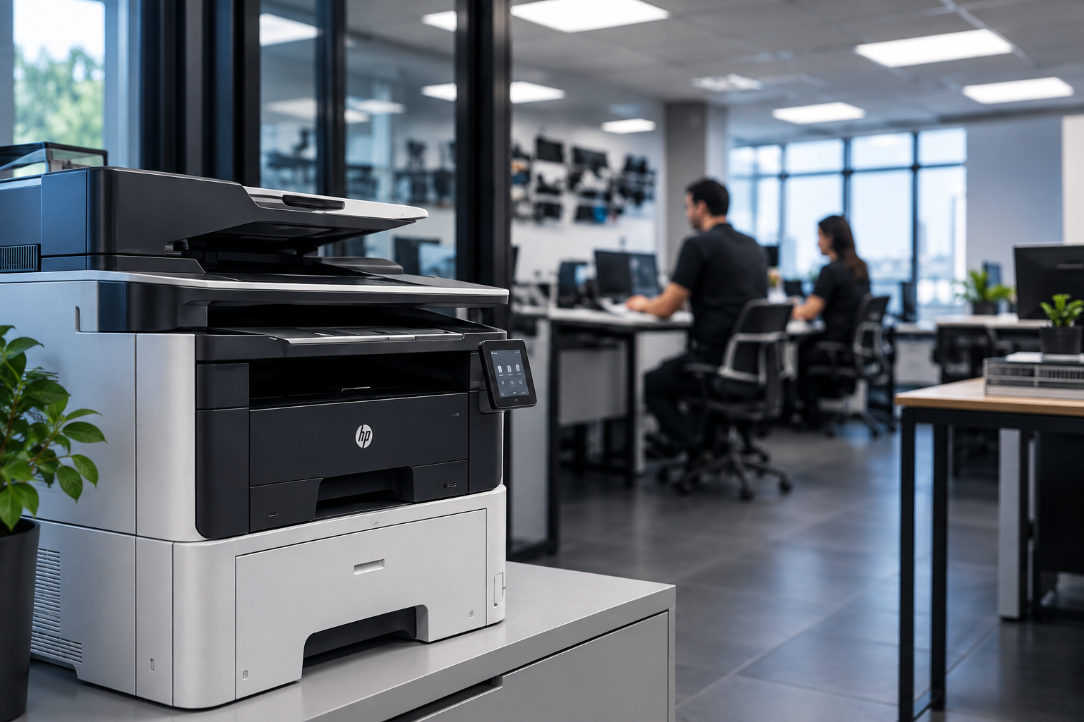 Impresora en oficina con servicio técnico en Santiago